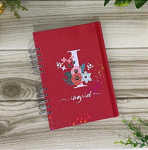 Caderno Alfabeto Floral Vermelho