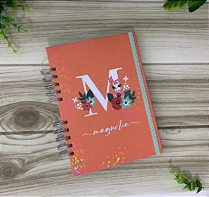 Caderno Alfabeto Floral Laranja