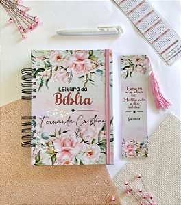 Caderno Leitura da Bíblia Floral Rosa
