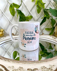 Caneca de porcelana Escola do Serviço de Pioneiro Borboleta