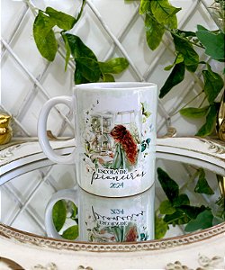 Caneca de porcelana Escola do Serviço de Pioneiro Rosas Brancas - 4 Estampas