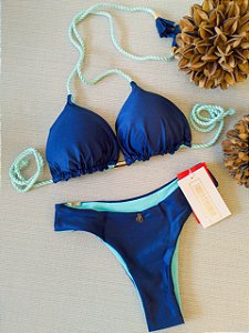 BIQUÍNI CAMÉLIA GLOW AZUL MARINHO E AZUL PISCINA