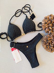 BIQUÍNI CAMÉLIA LUREX PRETO