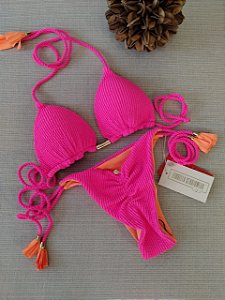 BIQUÍNI GEOVANELLA JACQUARD ROSA BARBIE E LARANJA