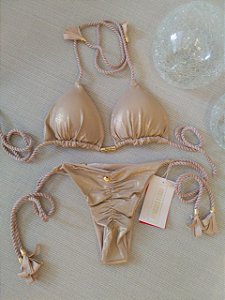 BIQUÍNI GEOVANELLA METALIZADO DOURADO E BEGE