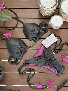 BIQUÍNI GEOVANELLA VERDE MUSGO E PINK