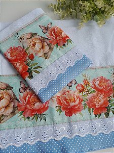 Panos  de prato Floral  Alaranjado COD:000131