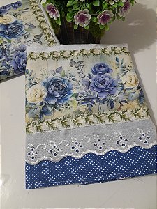 Pano de copa Floral poá azul Cod. 0005