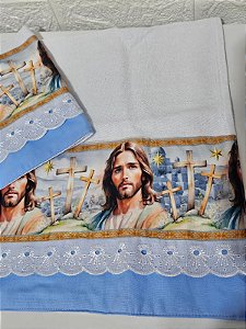Pano de copa  rosto de Jesus  cod.02azul