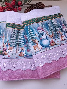 Pano de copa Boneco de Neve 001