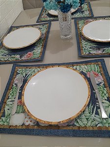 Jogo Americano Cactos dupla face (Jogo 4 peças)