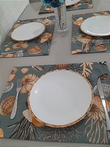 Jogo Americano fundo do mar (Jogo 4 peças)