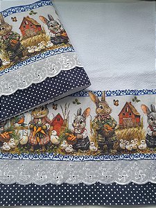 Pano de copa Coelhos de Páscoa 005