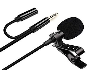 Microfone lapela Lavalier universal 3.5 auxiliar