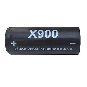 Bateria Para Lanterna X900 Li-Ion 26650 16800mAh 4.2V Preto Li-ion