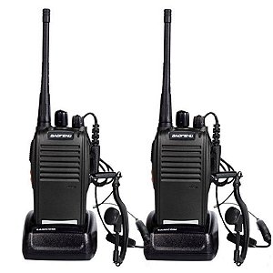 kit 2 PÇS Radio Comunicador Baofeng BF-777S 16 Canais Walkie Talkie 12KM de Alcance - Kit Completo Rádios + Fones + Carregadores + Baterias e Antenas
