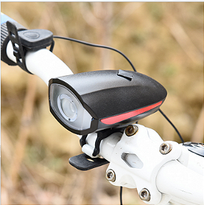 Farol Lanterna Bike Recarregável Usb C/ Buzina Fy-058