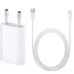 Carregador Completo Turbo 10W H'MASTON CB01 + Cabo Lightning para Iphone 5, Iphone 6, Iphone 7, Iphone 8 e iphone X