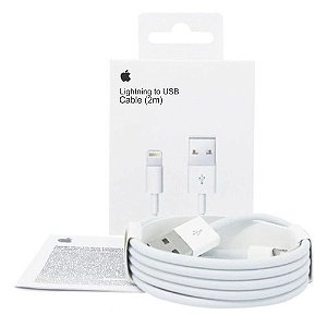 Apple Cabo USB Lightning de 2M para Iphone 5, Iphone 6, Iphone 7, Iphone 8 Plus, X, Xr, Xs Max