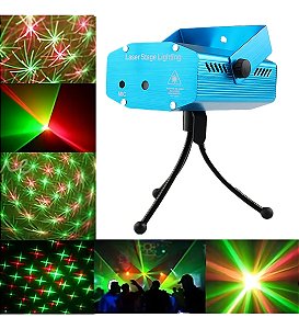 Mini Projetor Laser Holográfico Festa Stage SD-120 – Show de Luzes Verde e Vermelho para Festas, Eventos e Decoração