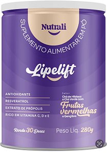 LIPELIFT - LATA 280g SABOR CHA DE HIBISCO E CHA VERDE COM FRUTAS VERM. E GENGIBRE