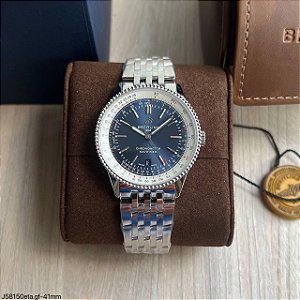 BREITLING J58150 ETA PRATA FUNDO AZUL