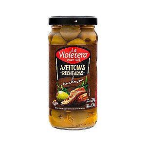 AZEITONAS ESPANHOLAS RECHEADAS C/ ANCHOVA - LA VIOLETERA 130g ⭐