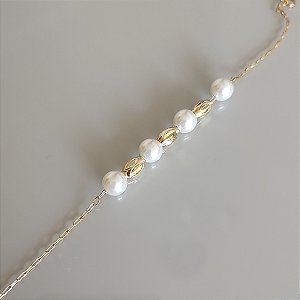 Pulseira Pérolas Intercaladas - Ouro