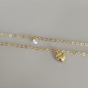 Pulseira Coração com Zircônia - Ouro