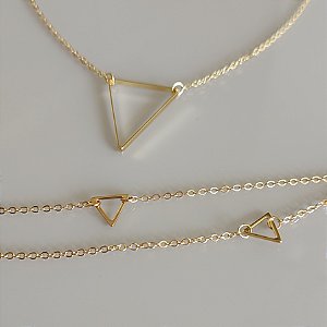 Conjunto Colar e Pulseira Triângulo - Ouro