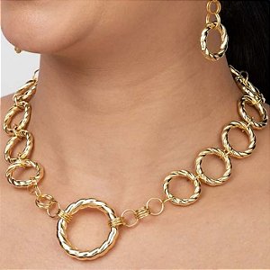 Colar Círculos Elos - Ouro