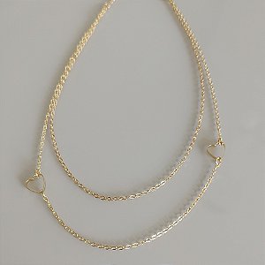 Colar Corações Vazados - Ouro