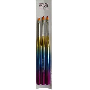 Kit Pincel 03 Unidades Arco Íris Helen Color