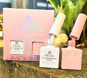 Kit 02 Esmaltes em Gel Branco e Nude AB Realista Bela Rosa 15ml
