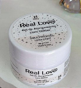 Gel Sculpting Nº 21 c/ Milky Glitter 15ml - Real Love
