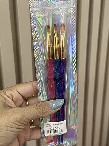 Kit Pincel 03 Unidades Colorido Real Love