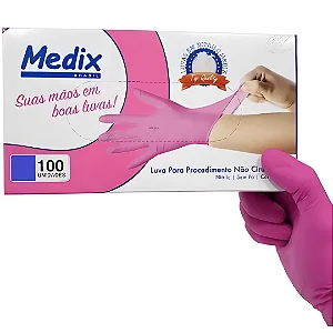 Luva Nitrílica Rosa - Caixa com 100 un. PP