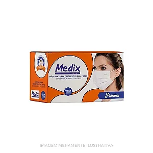 Máscara Tripla Descartável Com Filtro (BFE) Branca - Caixa 50 un