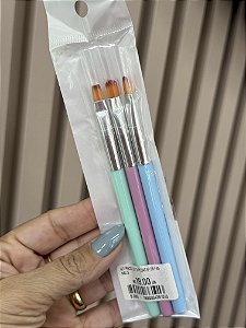 KIT PINCEL C/ 3 PEÇAS Nº 06 Fan Nails
