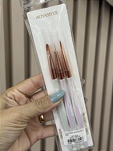 Kit 03 Pinceis Luxo Branco Bella Rosa