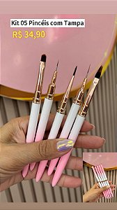 Kit Pincel 05 Pinceis Rosa Degrade Real Love