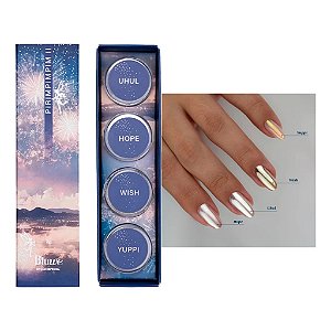 Kit Pó Cromado Bluwe Pirimpimpim II 4 Cores Uhul Hope Wish Yuppi Nail Art