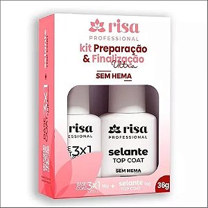 Kit Preparação E Finalização Risa Sem HEMA Para Unhas Nail Designer Profissional