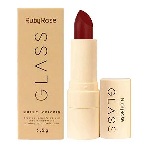 Batom Ruby Rose Glass Velvety Cremoso 3,2ml Lábios Alta Pigmentação Variação:BG08