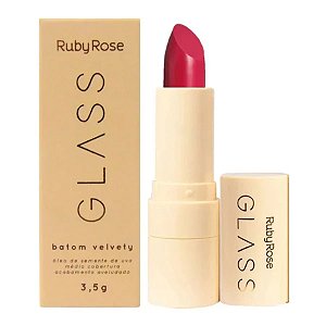 Batom Ruby Rose Glass Velvety Cremoso 3,2ml Lábios Alta Pigmentação Variação:BG07