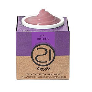 Gel Construtor Ecoline Strong Nails 21 16g Alongamento Unhas UV LED Variação:Pink Brilhos