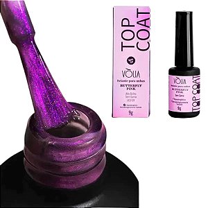 Sachê Top Coat Vólia 9g Selante Finalizador Unhas Gel Fibra UV LED Variação:Butterfly Pink