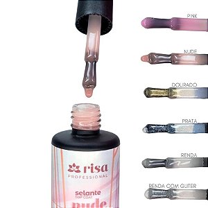 Selante Top Coat Risa 10g UV LED Nude Pink Silver Gold Renda Finalizador Para Unhas Variação:Nude