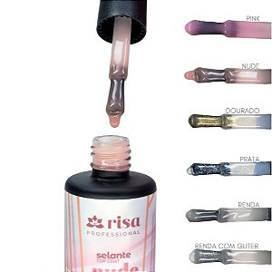 Selante Top Coat Risa 10g UV LED Nude Pink Silver Gold Renda Finalizador Para Unhas Variação:Pink