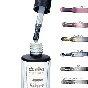 Selante Top Coat Risa 10g UV LED Nude Pink Silver Gold Renda Finalizador Para Unhas Variação:Silver